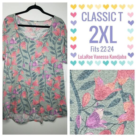 LuLaRoe Classic Tee 2XL Floral NEW - Picture 1 of 1